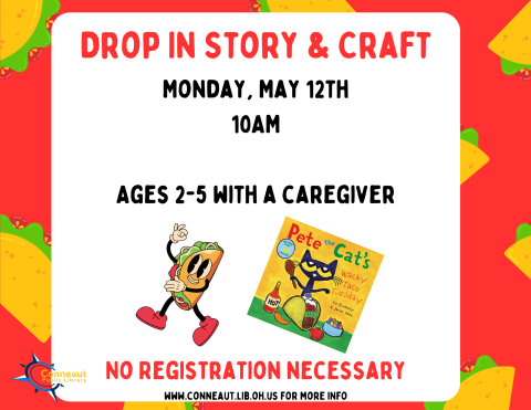 Drop in Story and craft Monday, May 12th 10 A.M.